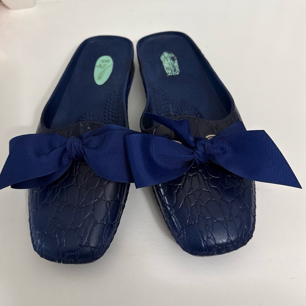 Okabashi Slide Sandals Navy Slip-on Medium Women’s Vegan Size 7 / 7.5 / 8